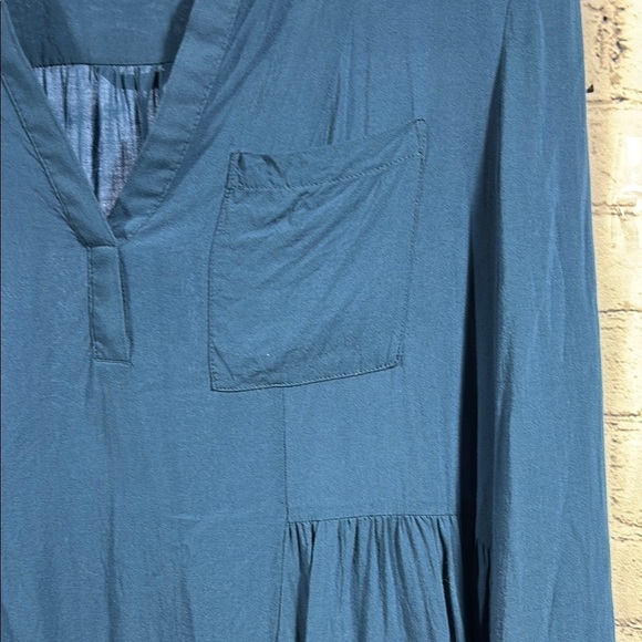 Maeve Blue Long Sleeve Mandarin Collar Blouse - Picture 4 of 8